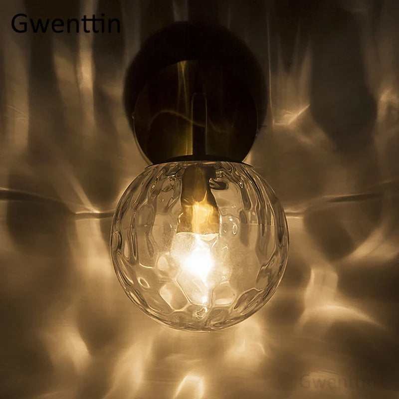 Afralia™ Gold Glass Ball Wall Lamp | Nordic Mirror Sconce Indoor Lighting