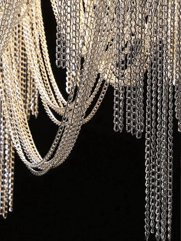 Afralia™ Tassel LED Chain Chandelier for Modern Living Room and Hotel Hanglamp Fixtures