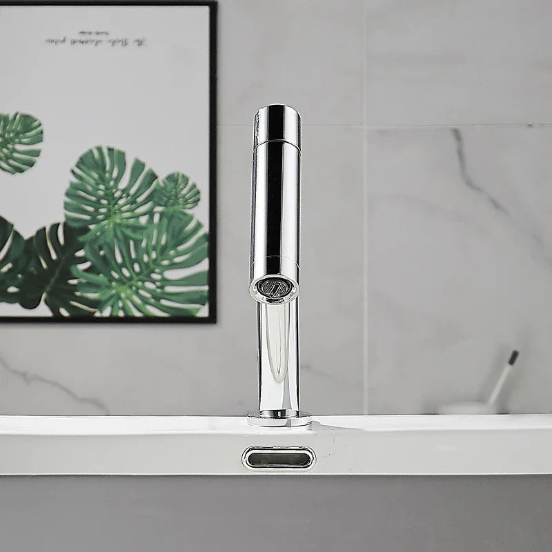 Afralia™ Luxury Brass Basin Faucet Silver Gold Single Handle Bathroom Sink Tap