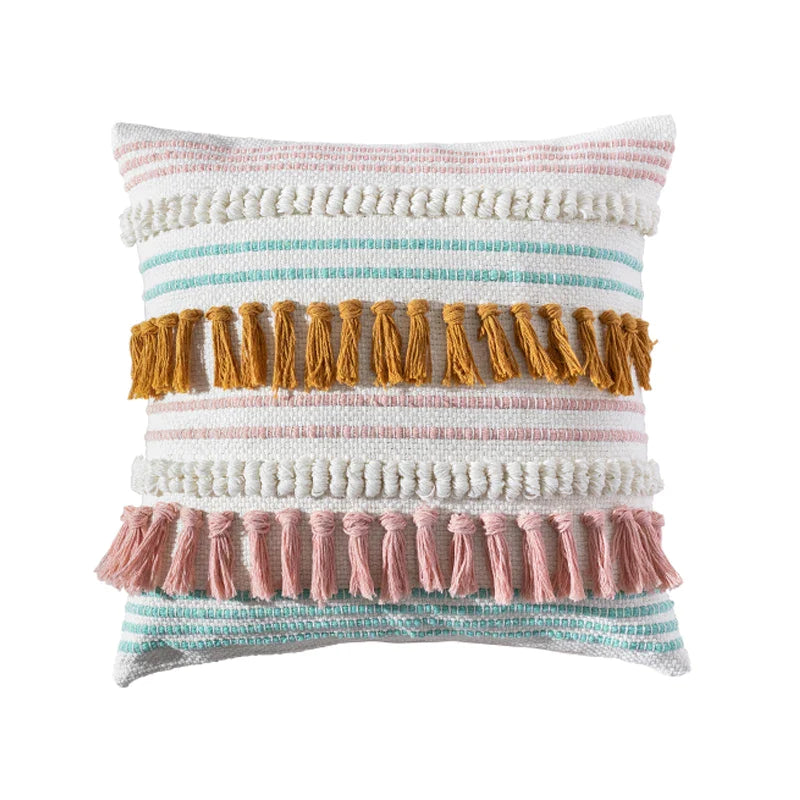 Handmade Boho Tassels Cushion Cover 45x45cm by Afralia™ for Living Room and Bedroom