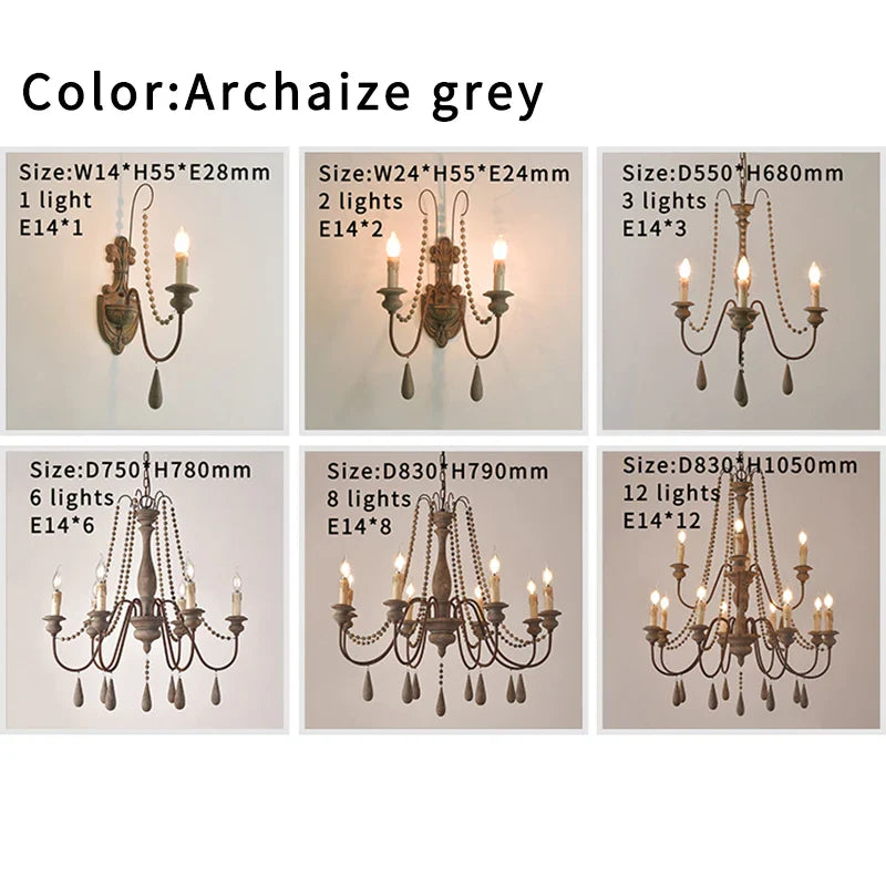 Afralia™ White Wooden Beads Chandelier: Elegant Retro Foyer Lighting for Loft Decor