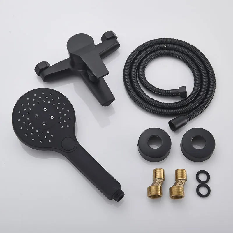 Afralia™ Matte Black Wall Mount Shower Faucet Set with Handheld Shower