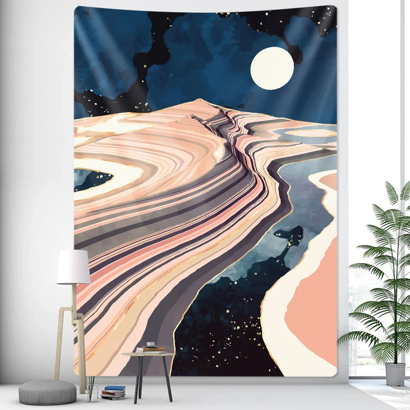 Afralia™ Oil Painting Wall Tapestry: Modern Bohemian Home Decor & Yoga Sheet