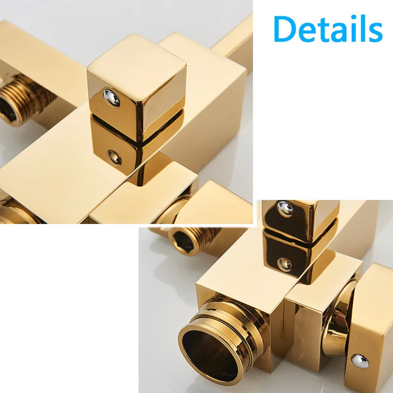Afralia™ Golden Bathtub Shower Faucet Floor Mounted Waterfall Mixer Tap