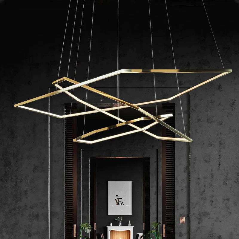 Afralia™ Hexagonal Pendant Lamp for Modern Duplex Living Room Villa - Multilevel Minimalist Design