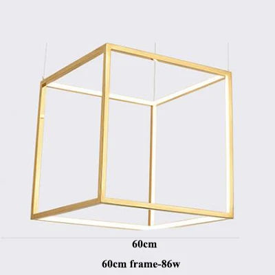 Afralia™ Luxury Golden Square LED Chandelier | Modern Art Design for Living Room Lobby