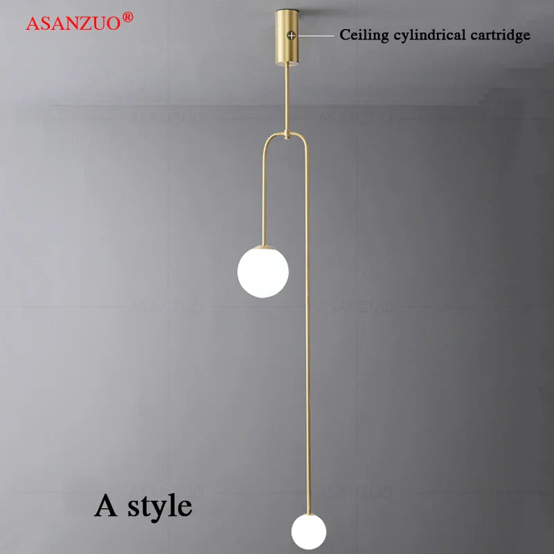 Afralia™ Glass Ball Brass Pendant Lights LED for Restaurant and Bedroom Lighting