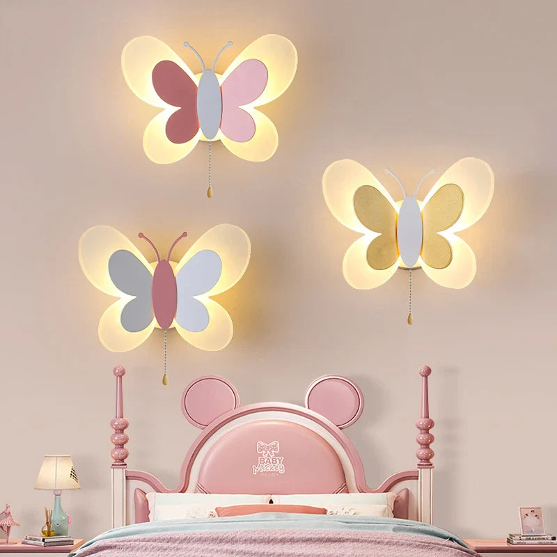 Afralia™ Butterfly Girl Room Lamp Creative Cartoon Children Energy-Saving Bedside Lamp