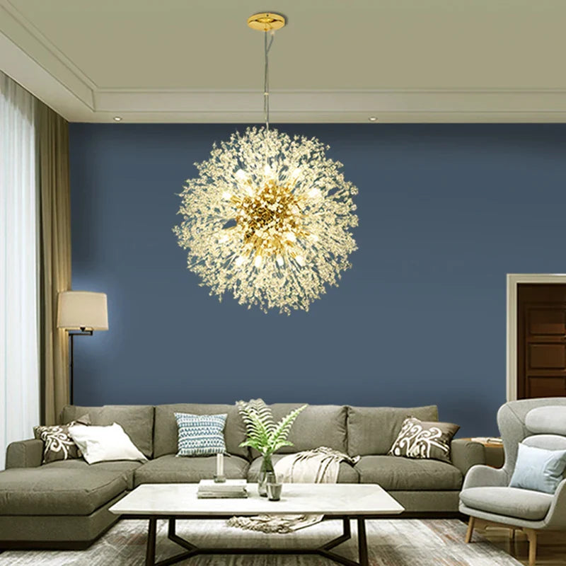 Afralia™ Dandelion Chandelier: Nordic Minimalist Wrought Iron LED Indoor Light for Living Room