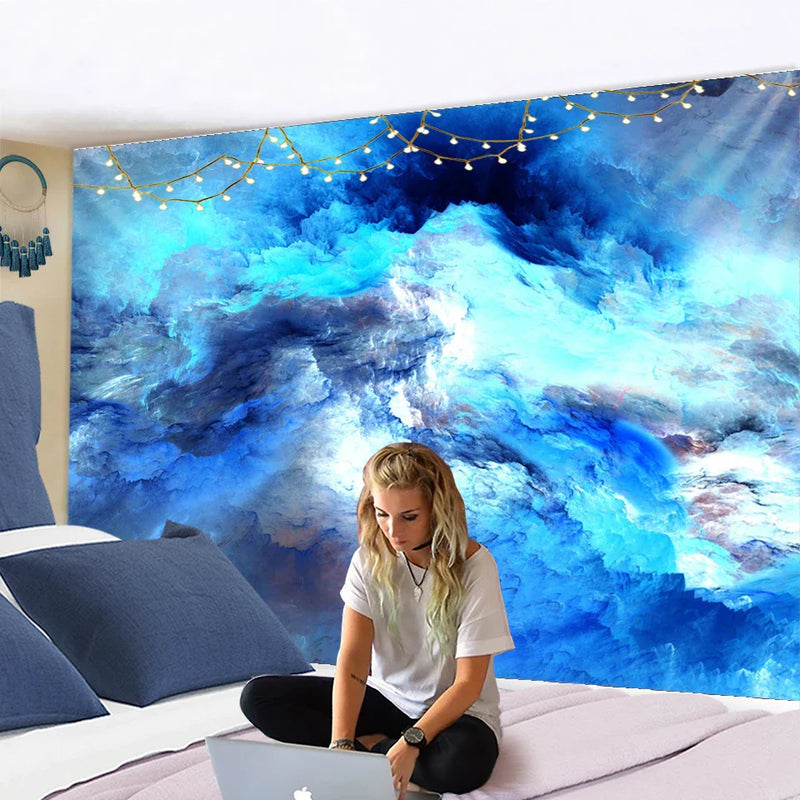 Afralia™ Rainbow Star Sky Tapestry: Colorful Psychedelic Wall Decor