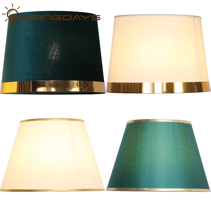 Afralia™ Golden Edge Large Cloth Lampshade Cover for Bedroom Bedside Floor Lamp