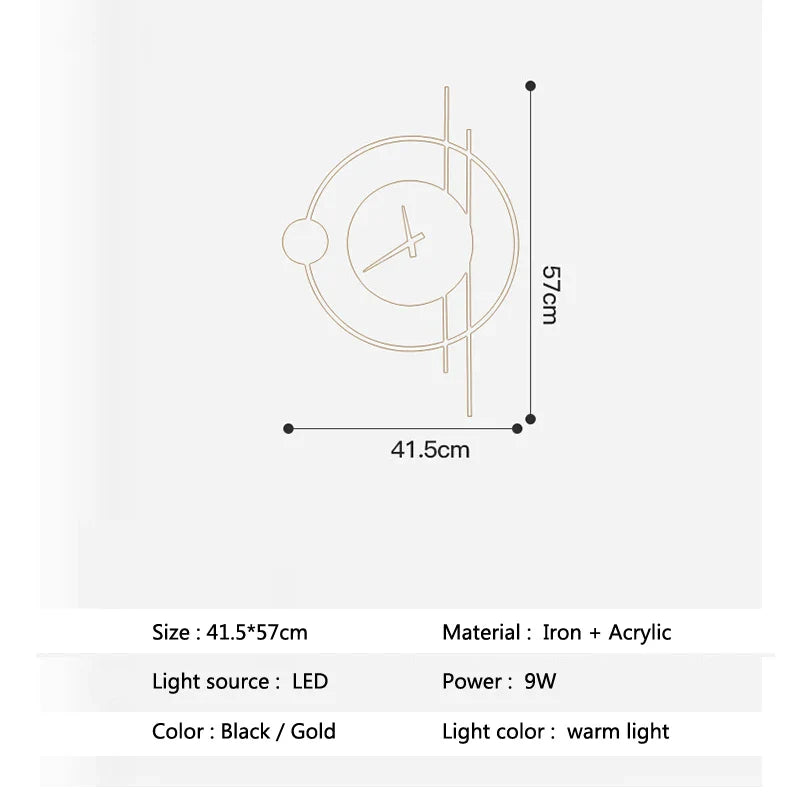 Afralia™ Nordic LED Art Clock Design Wall Sconce for Aisle Bedroom Living Room Lighting