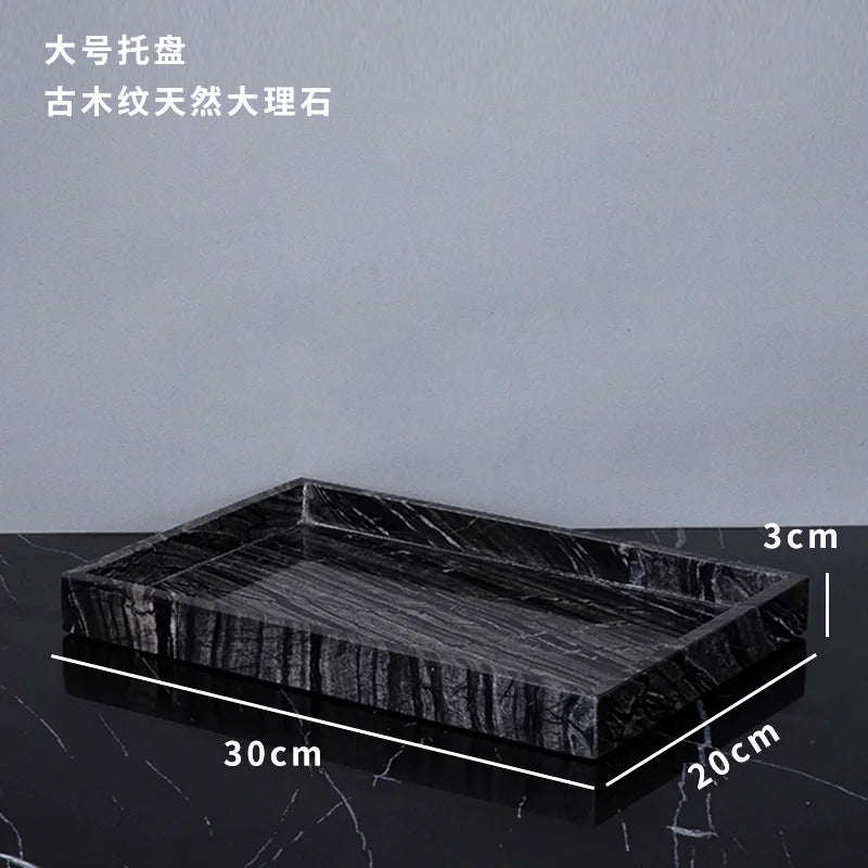 Afralia™ Marble Tray with Handle for Luxury Bathroom Vanity Storage