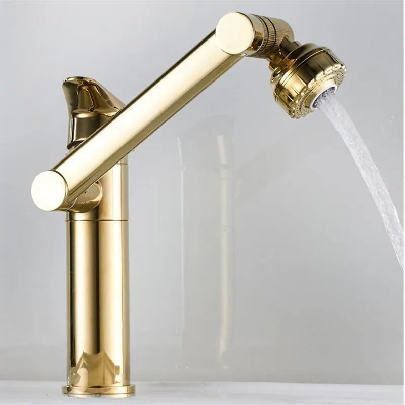 Afralia™ Gold Multifunction Bathroom Sink Faucet Hot Cold Water Mixer Deck Mounted