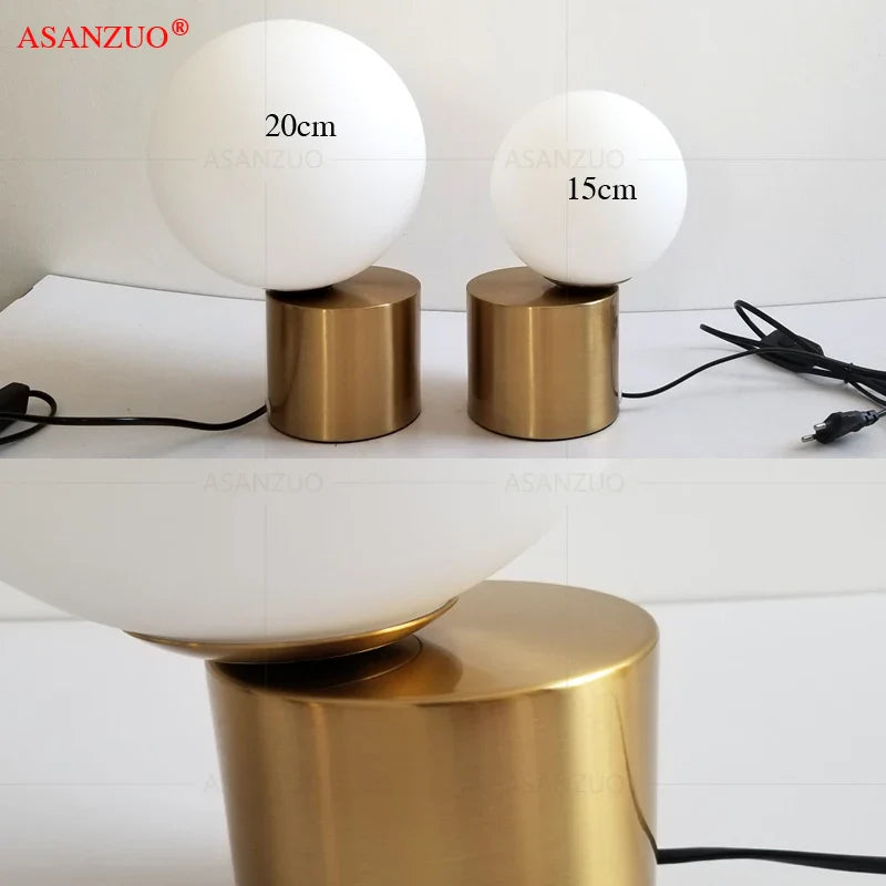 Afralia™ Nordic Glass Ball Table Lamp for Bedroom and Living Room