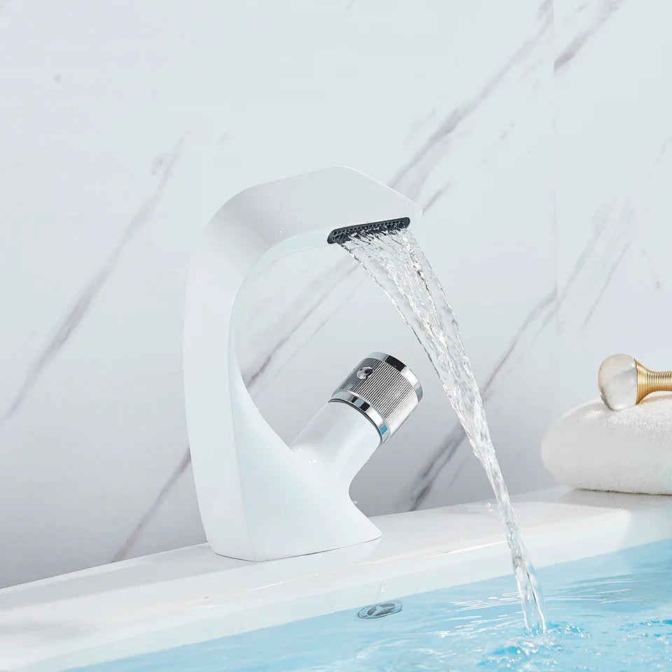 Afralia™ Waterfall Basin Mixer Faucet for Vessel Sink, Hot & Cold Water Mixer