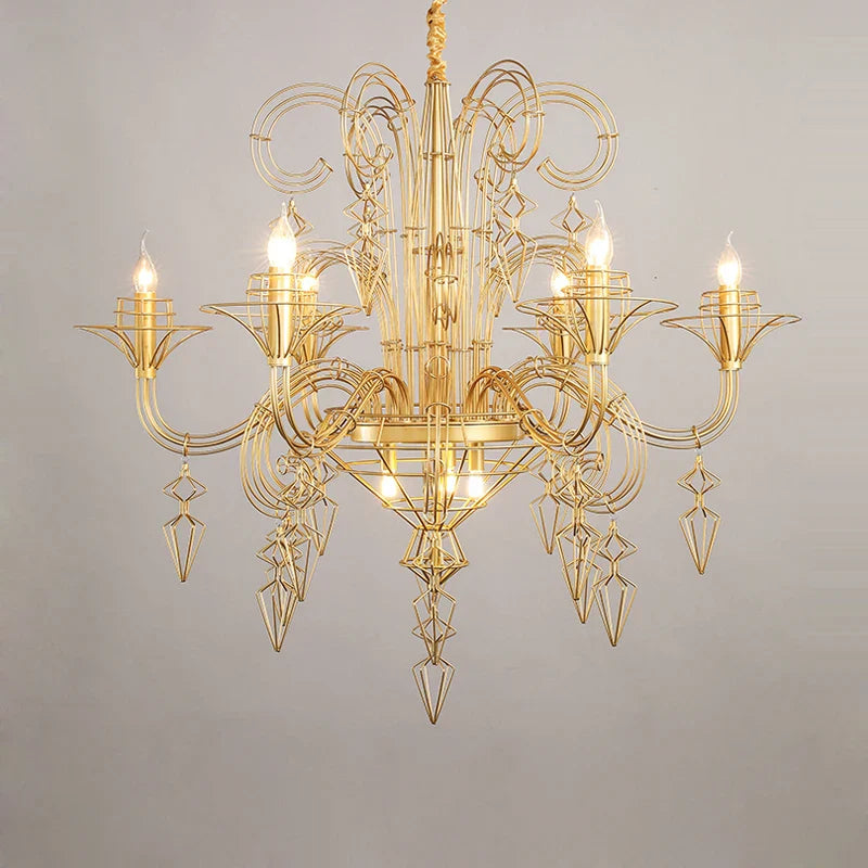 Afralia™ Iron Baroque E14 LED Chandelier Suspension Lighting for Foyer