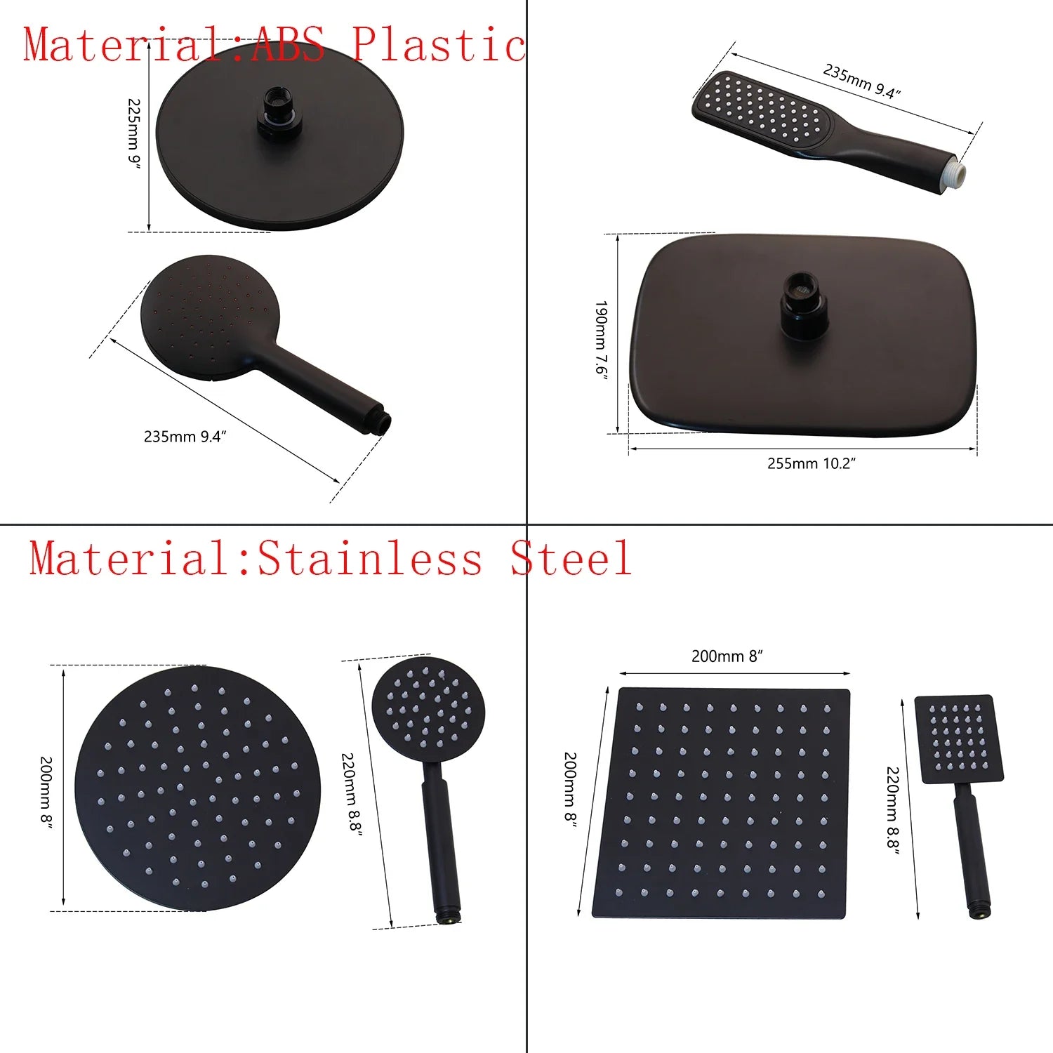 Afralia™ Matte Black Rainfall Shower Set with Hand Shower Mixer - Wall Mounted