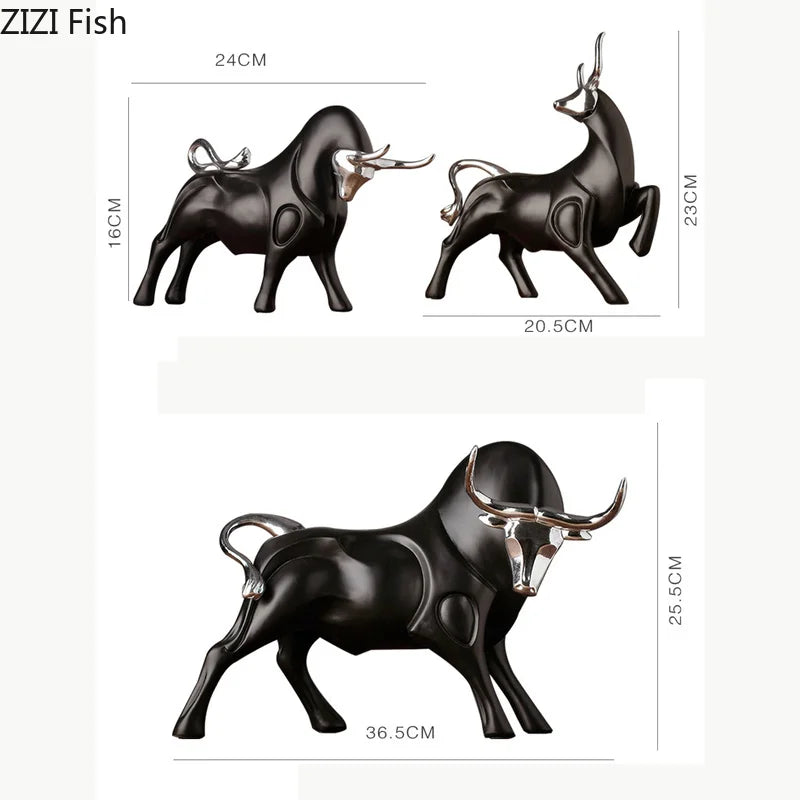 Afralia™ Bull Sculpture Resin Animal Statue Home Decor Craft Figurine