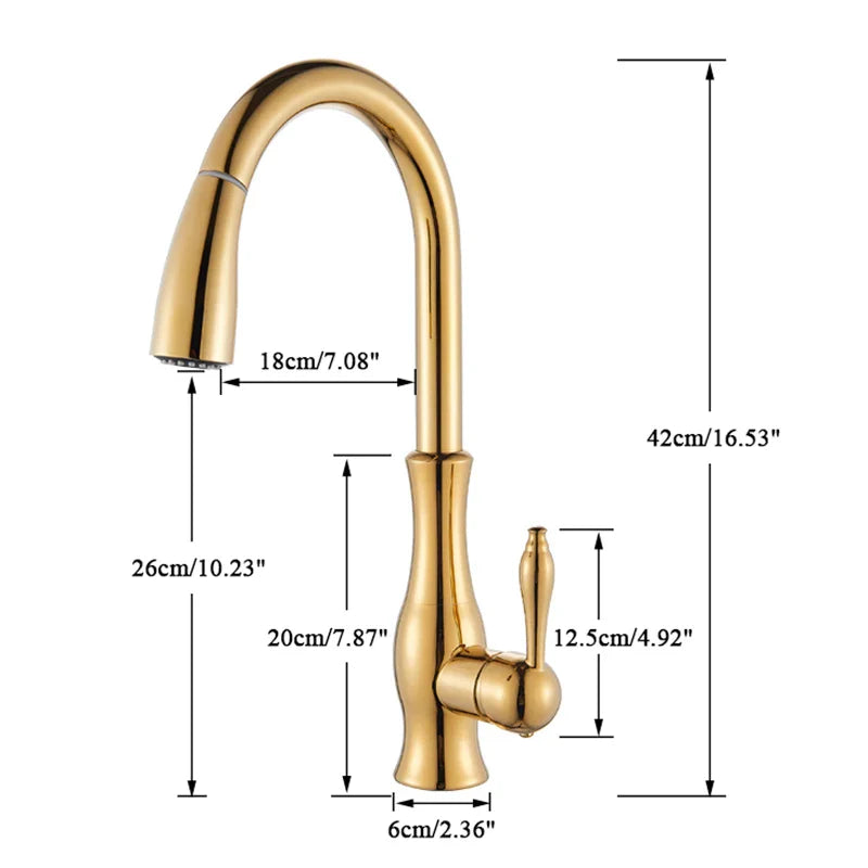 Afralia™ Brass Kitchen Faucet Pull Out Sprayer High Arch Mixer Tap Kit