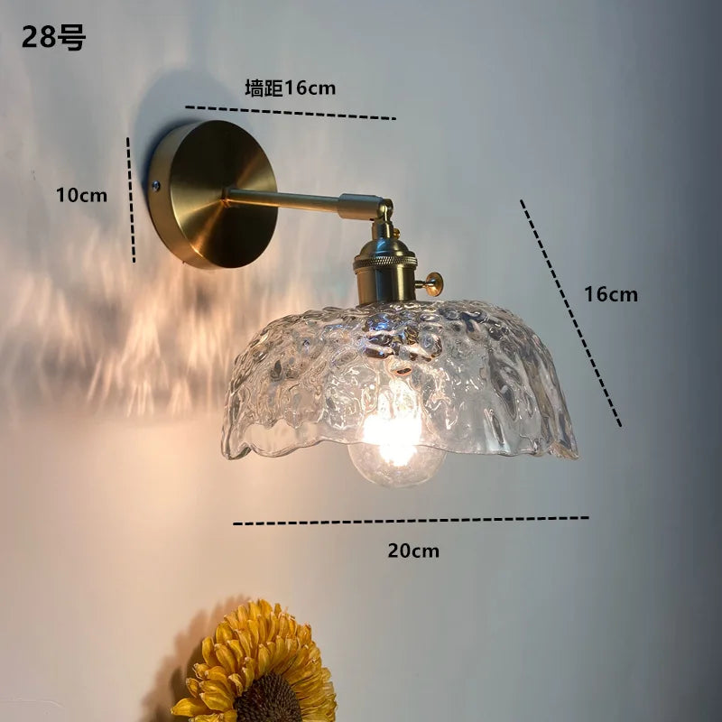 Afralia™ Clear Glass LED Wall Sconce | Modern Copper Bathroom Mirror Stair Light