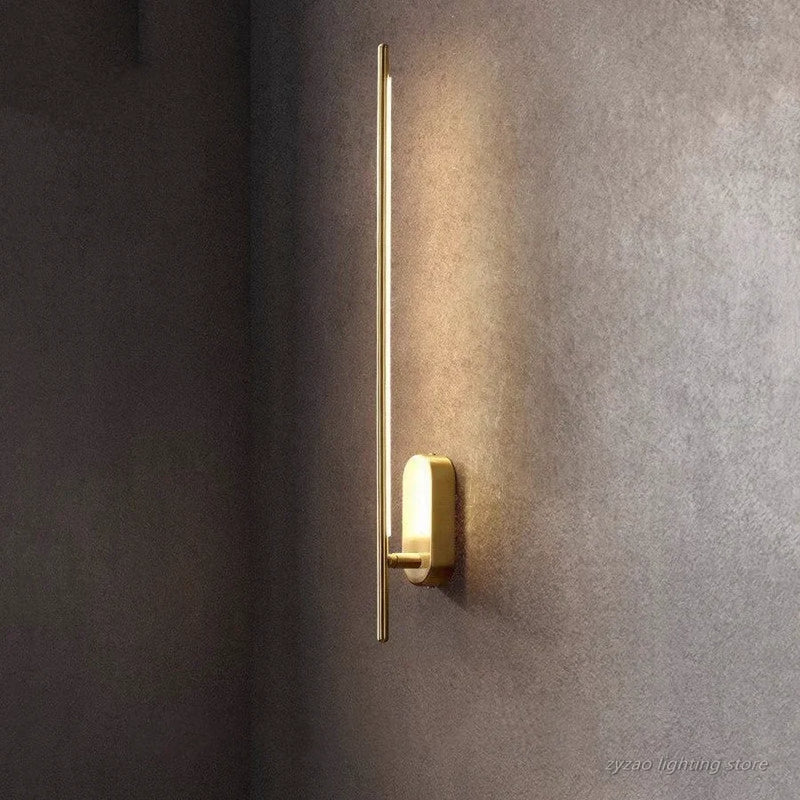 Afralia™ Nordic Copper Line Wall Lamps: Modern Bedroom LED Lights, Living Room Stair Decor