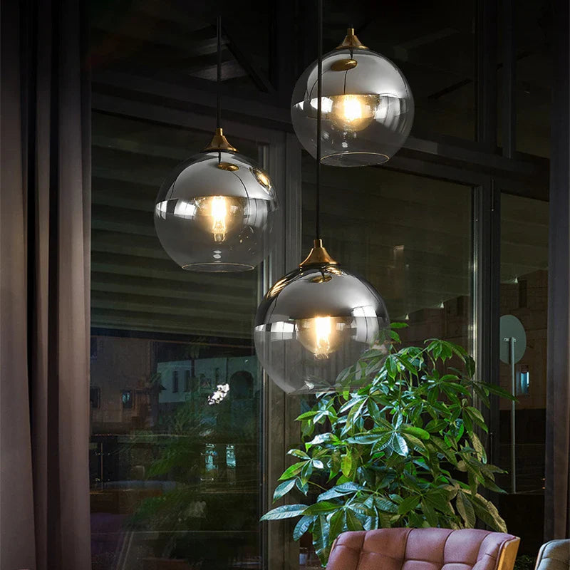 Afralia™ Glass Ball Pendant Light - Modern Nordic LED Hanging Fixture for Dining and Kitchen