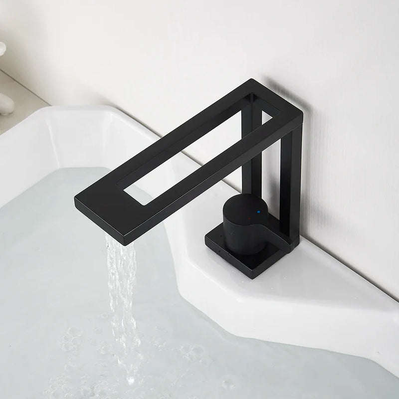 Afralia™ Black Basin Faucet: Brass Bathroom Mixer for Vessel Sink, Cold Hot Water