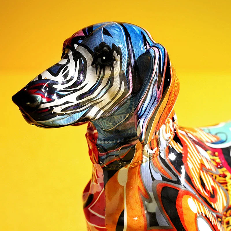 Afralia™ Colorful Dachshund Resin Statue for Home & Office Decor