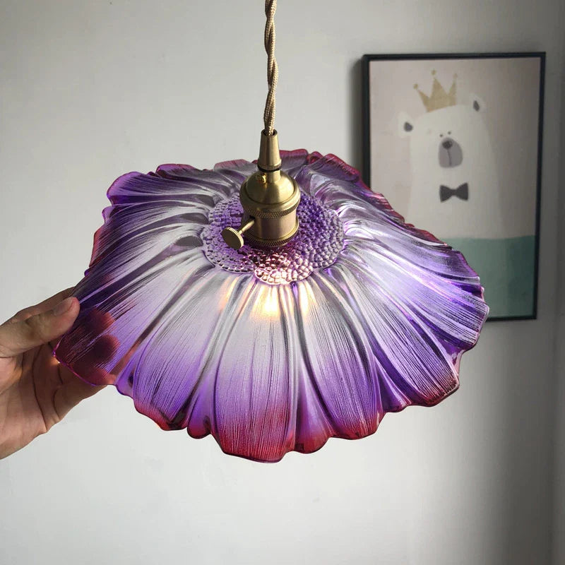 Afralia™ Flower Shape Glass Pendant Light - Nordic Modern Brass Bar Decor