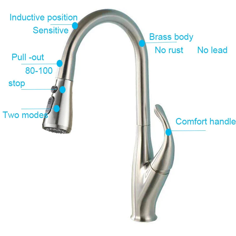 Afralia™ Black Touch Sensor Kitchen Faucet: Pull Out, Sensitive Control, Mixer Tap