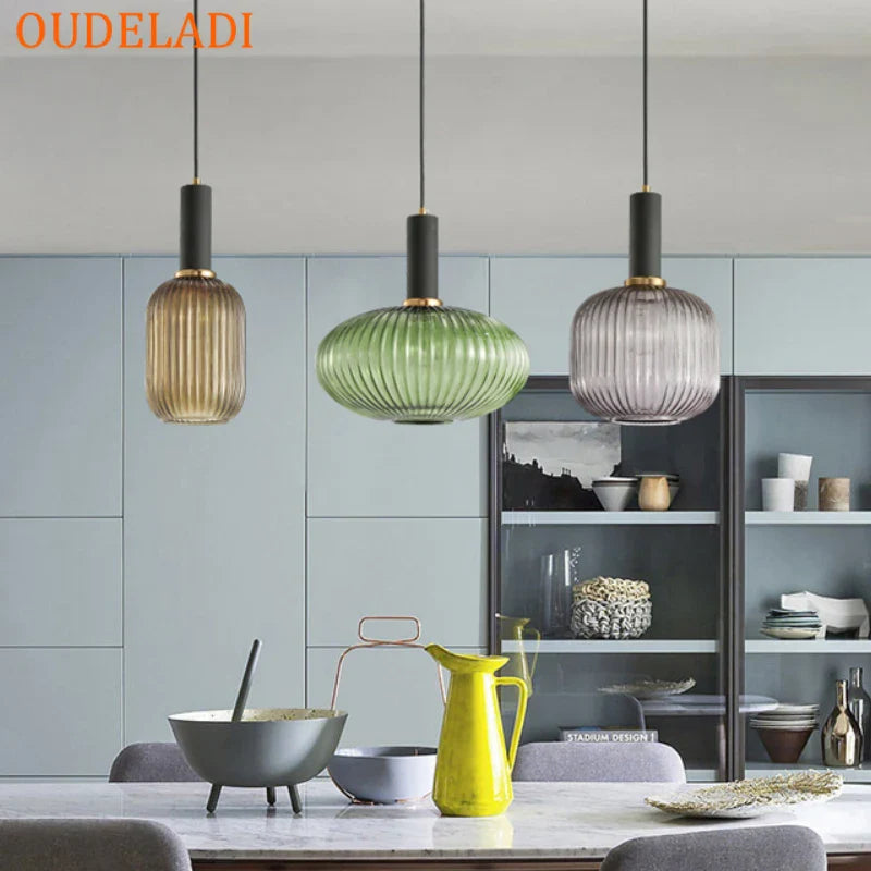 Nordic Glass Pendant Lights by Afralia™ for Dining Room Bar Restaurant Hanging Lamp