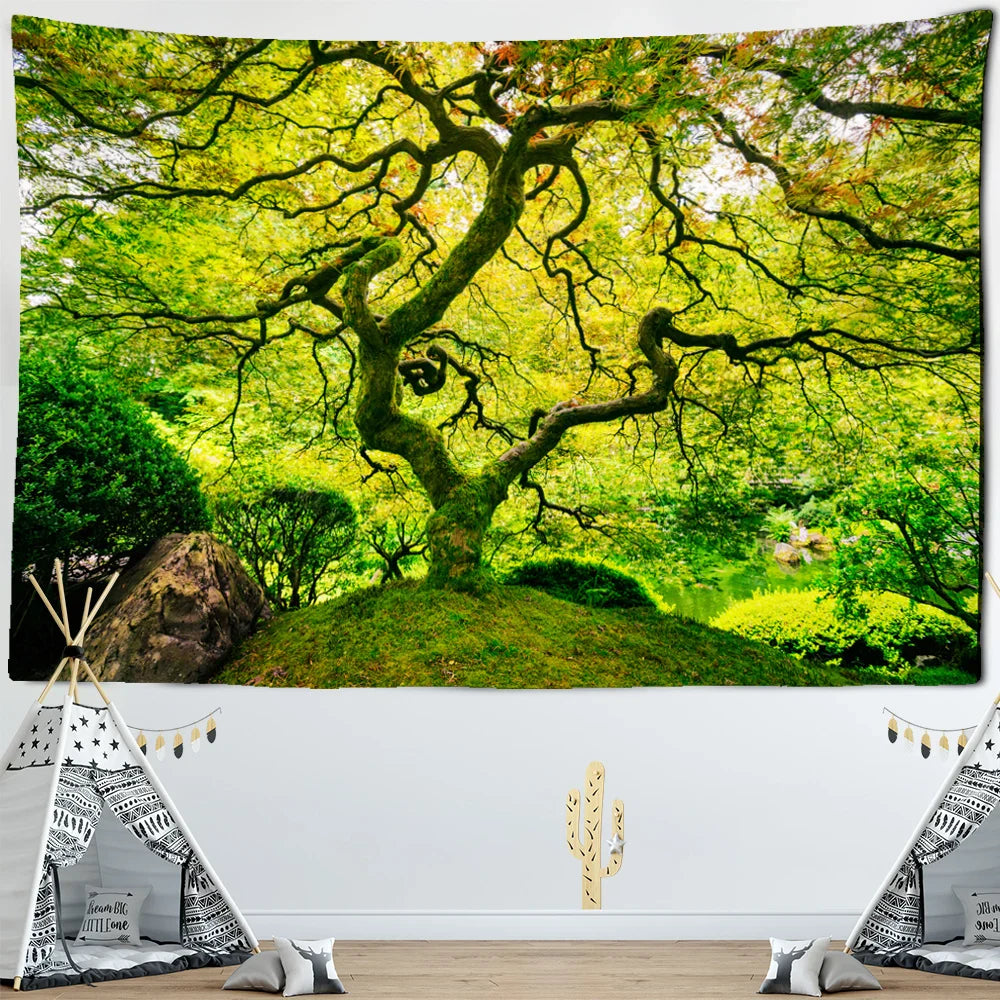 Afralia™ Tree Plant Tapestry Wall Hanging Aesthetic Hippie Beach Towel Room Decor