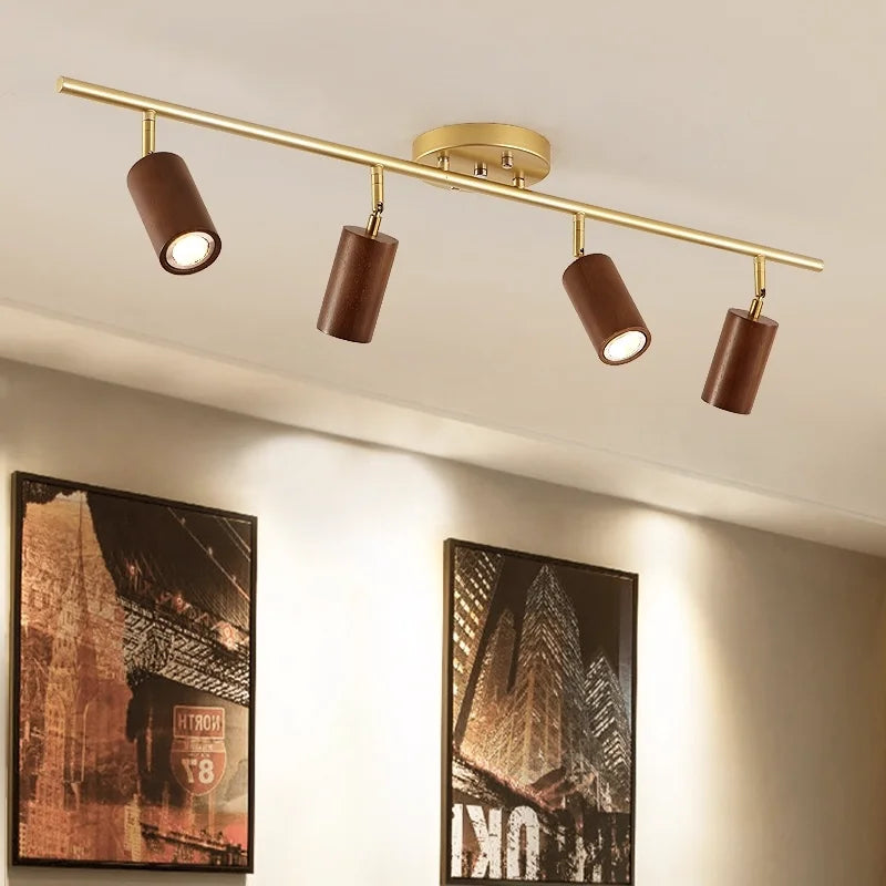 Afralia™ Walnut LED Track Spotlight for Modern Living Room and Clothing Store Lighting