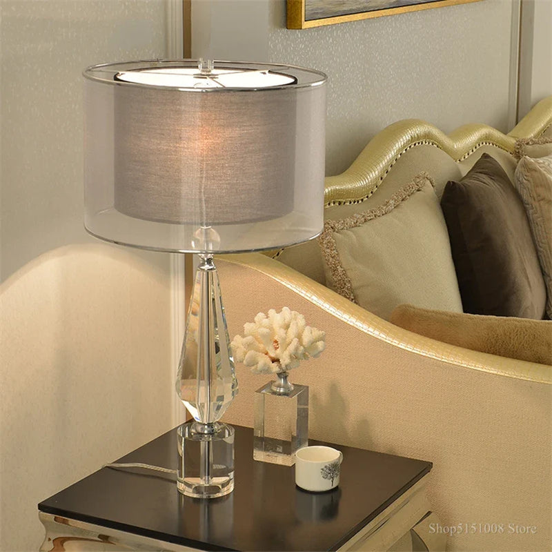 Afralia™ Crystal Table Lamp - Modern Luxe Art Deco Lighting for Living Room, Bedroom, Bedside