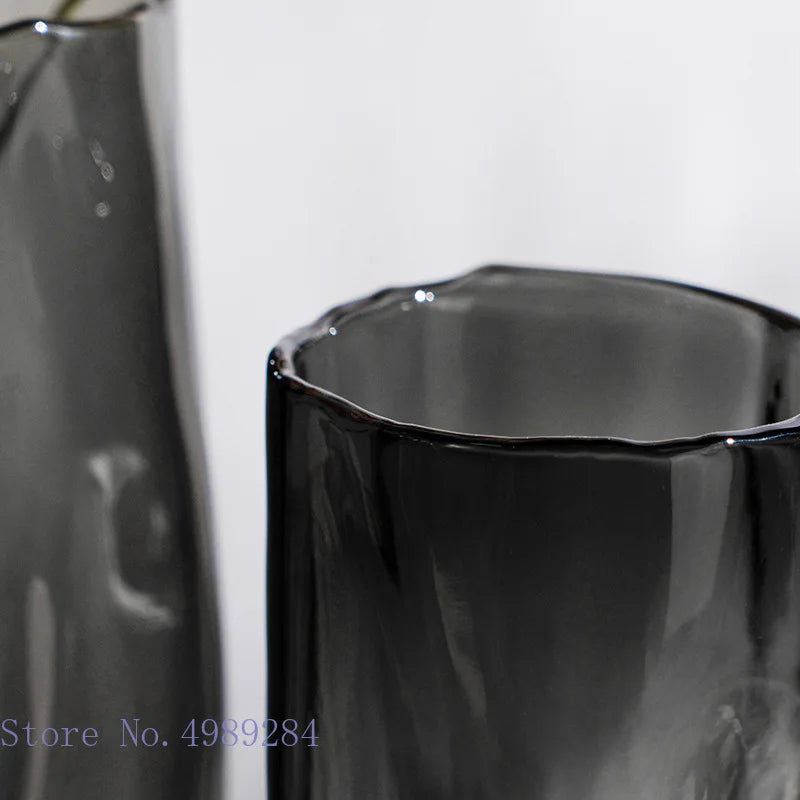 Afralia™ Fold Lines Glass Vase for Hydroponic Flower Arrangement and Home Decoration