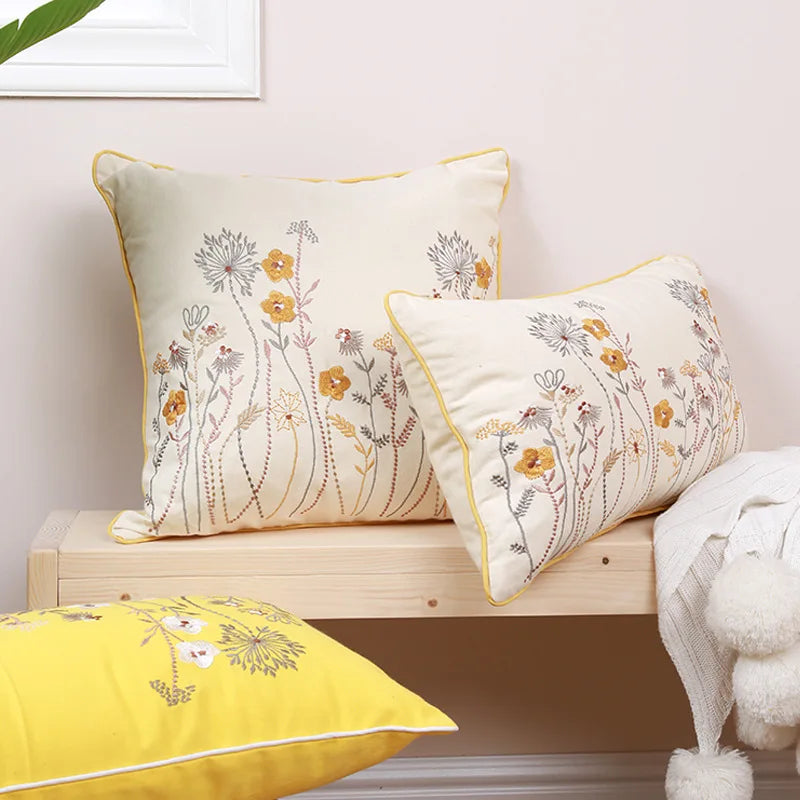 Afralia™ Dandelion Floral Yellow Pillow Cover for Home Decor