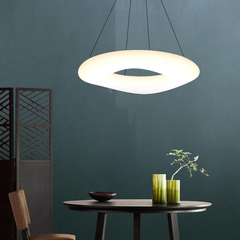 Afralia™ White Ring LED Pendant Light for Modern Kitchen Dining Room Decor