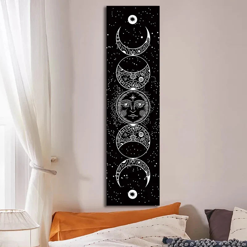 Afralia™ Moon Phase Tapestry Stars Blanket Wall Hanging Space Decor