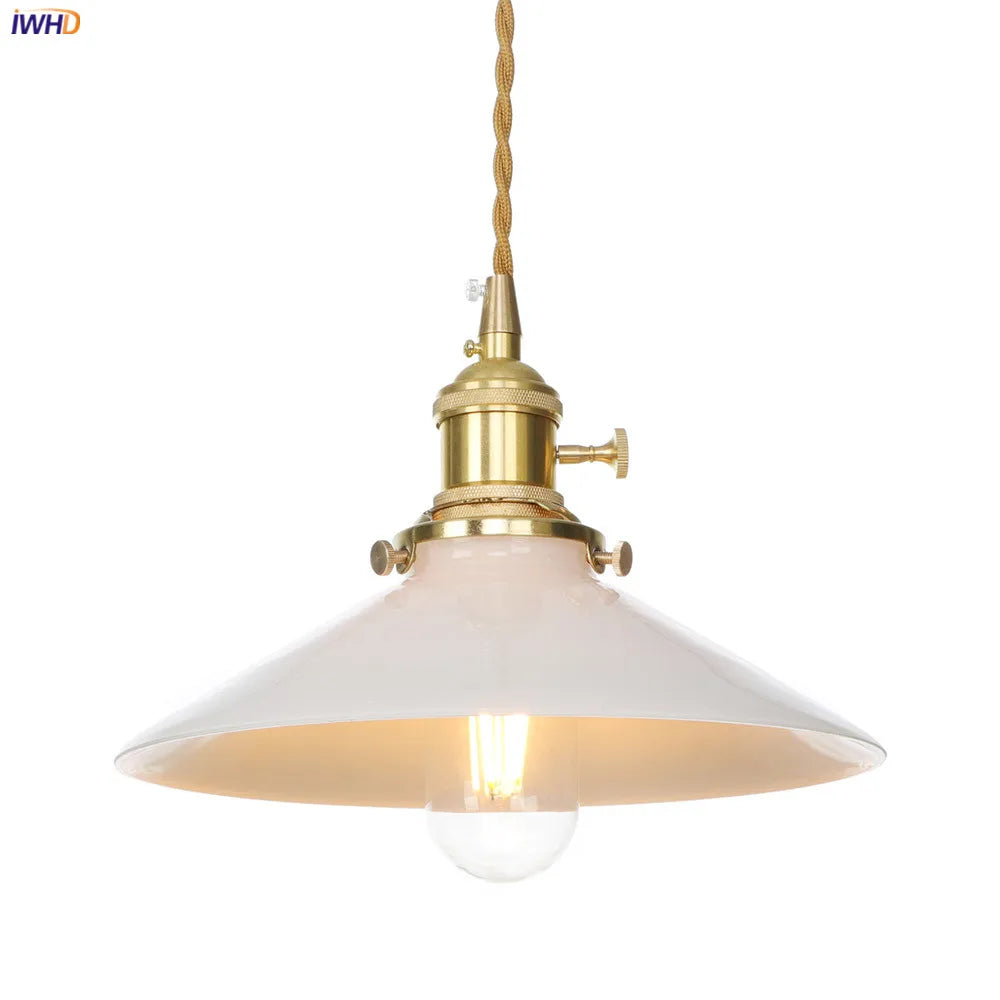Afralia™ Nordic White Glass Pendant Lights with Japan Copper Finish