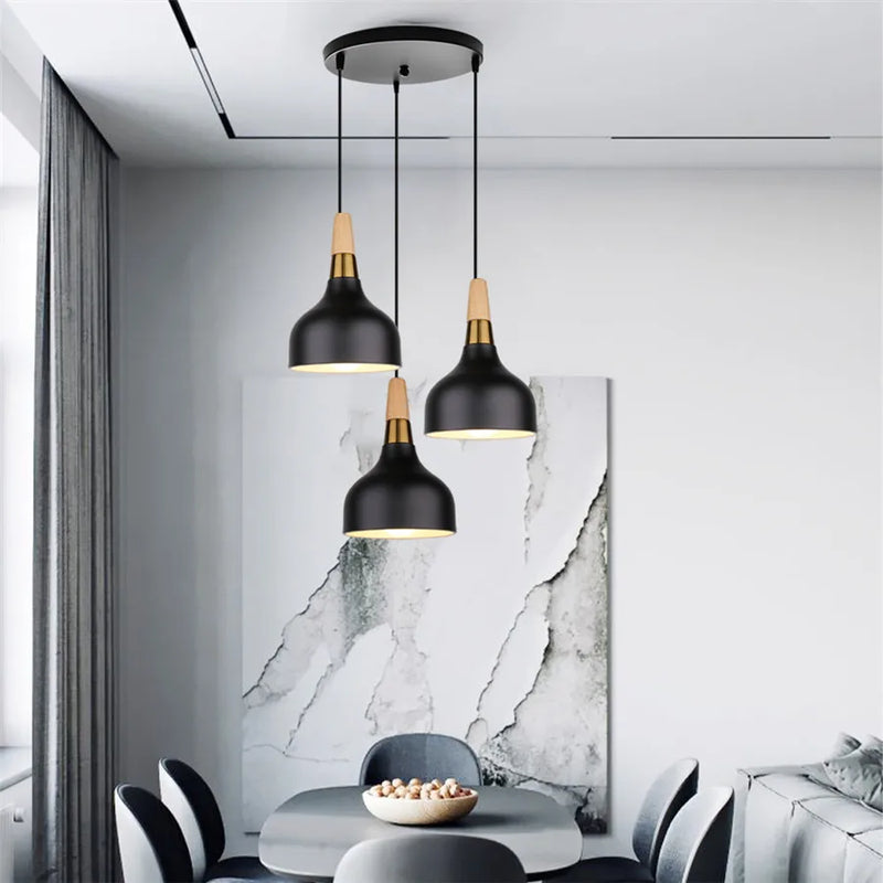 Afralia™ Wood LED Pendant Lights | Nordic Kitchen Restaurant Hanging Lamps