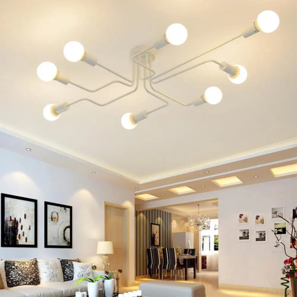 Afralia™ Vintage Wrought Iron Ceiling Lights Chandelier for Home Living Room Décor