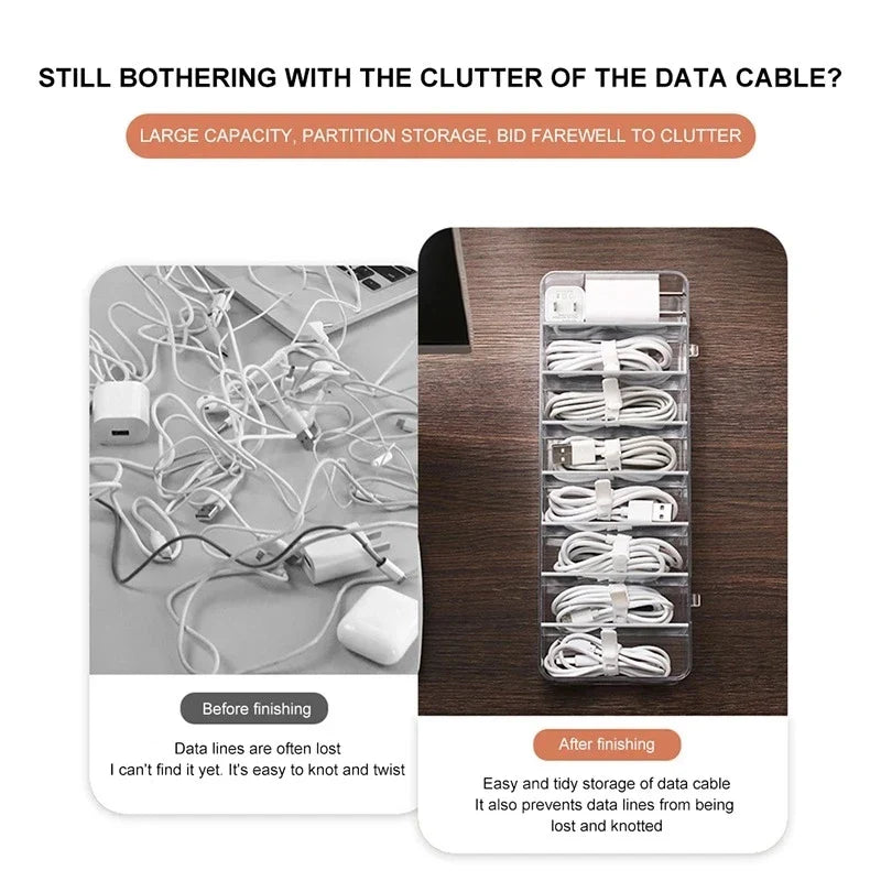 Afralia™ Cable Storage Box: Transparent Desk Organizer for Wire Management