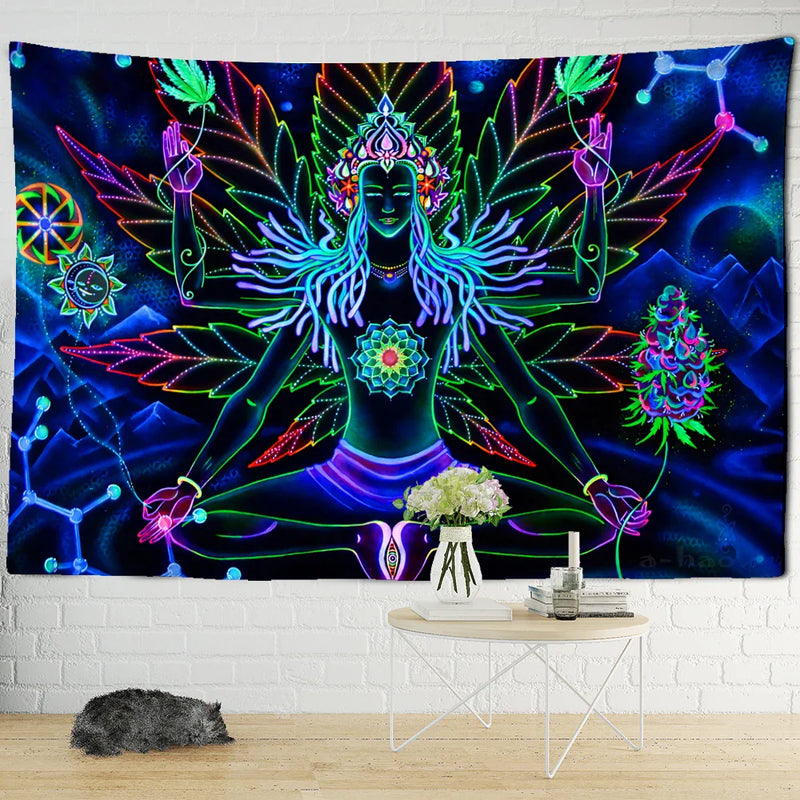 Afralia™ Seven Chakra Meditator Tapestry Wall Hanging for Boho Decor