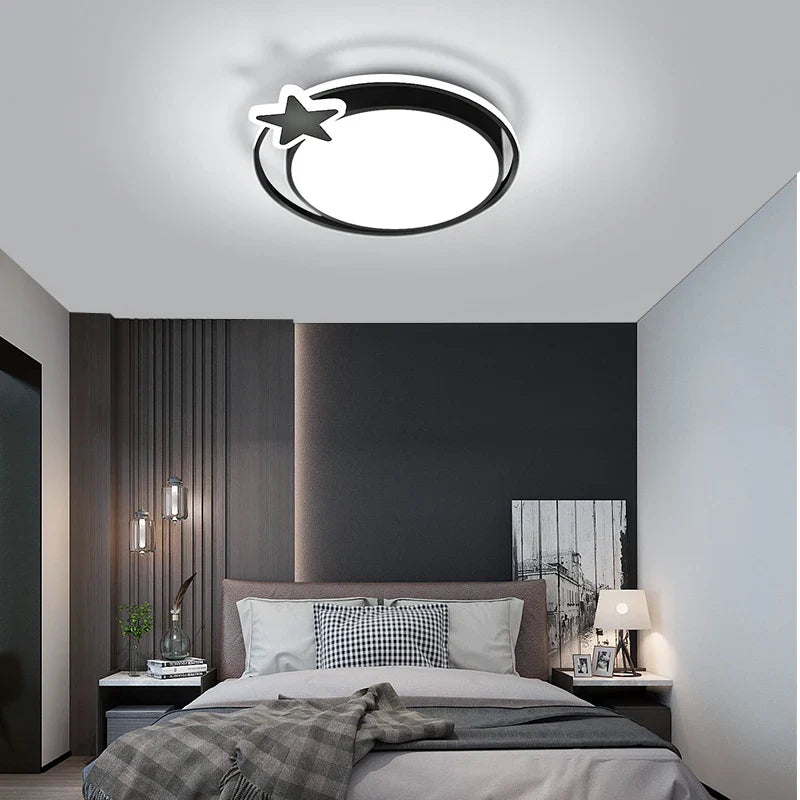 Afralia™ Modern Black LED Ceiling Lamps for Living Room Bedroom Chandelier Fixtures