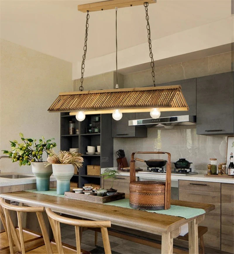 Afralia™ Bamboo Pendant Chandelier: Chinese Classic for Kitchen, Cafe, Bar, Inn, Restaurant Lighting