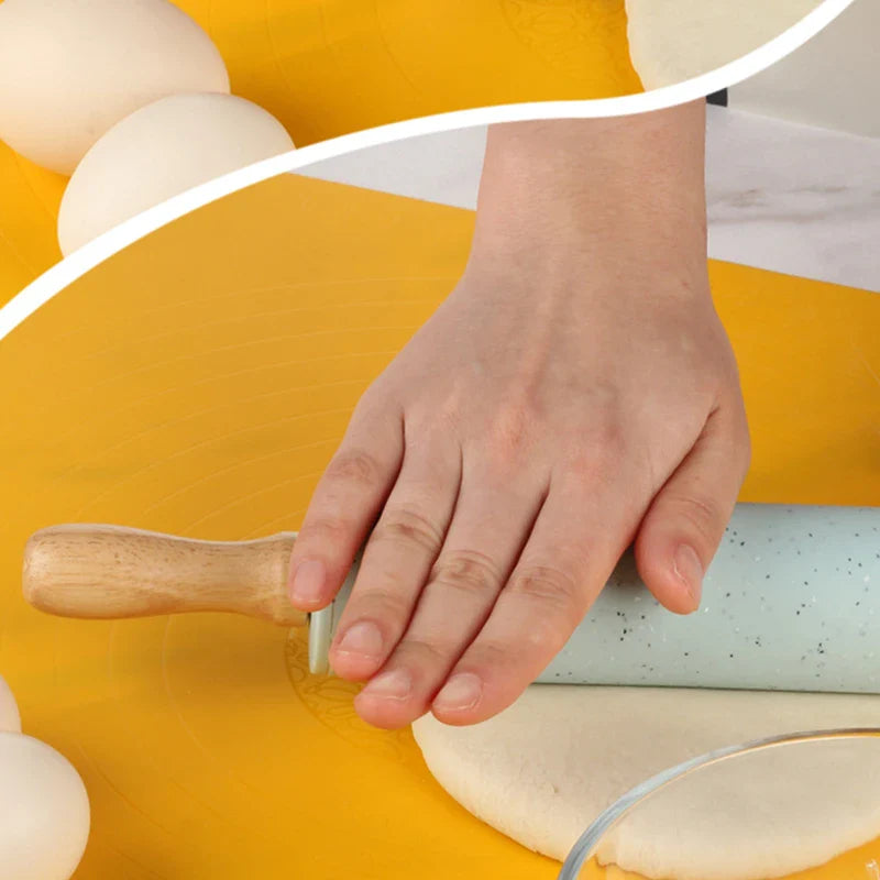 Afralia™ Silicone Rolling Pin with Wooden Handle - Non-stick Baking Tool