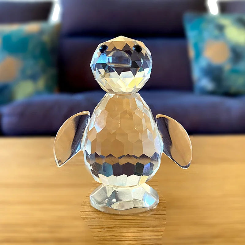Afralia™ Crystal Penguin Figurine Glass Ornament Statue Home Decor Ornaments
