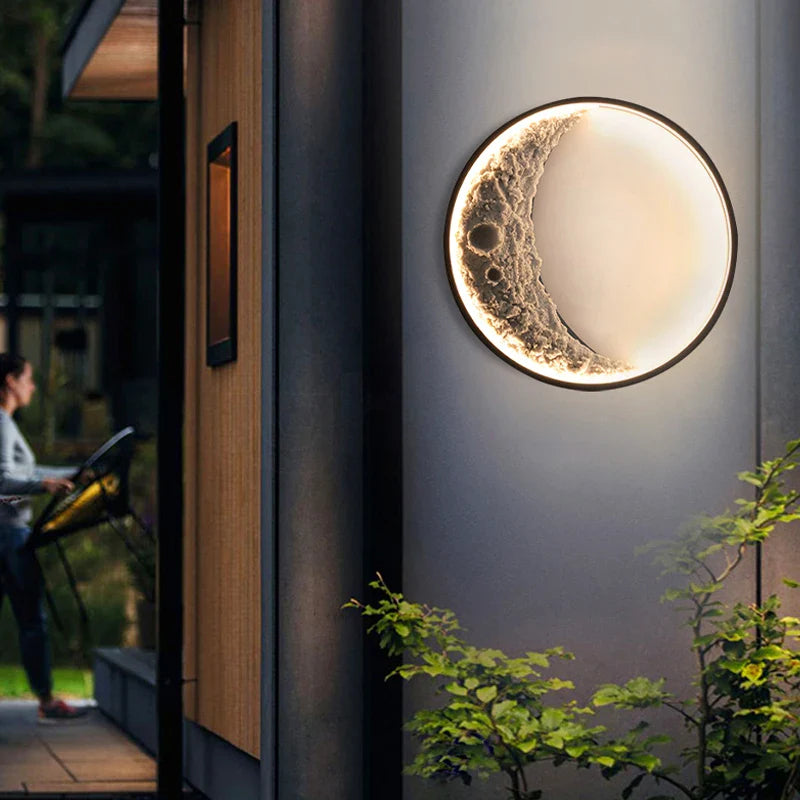 Afralia™ Moon Wall Lamp: Modern LED Outdoor Waterproof Sconce for Garden, Villa, and Porch