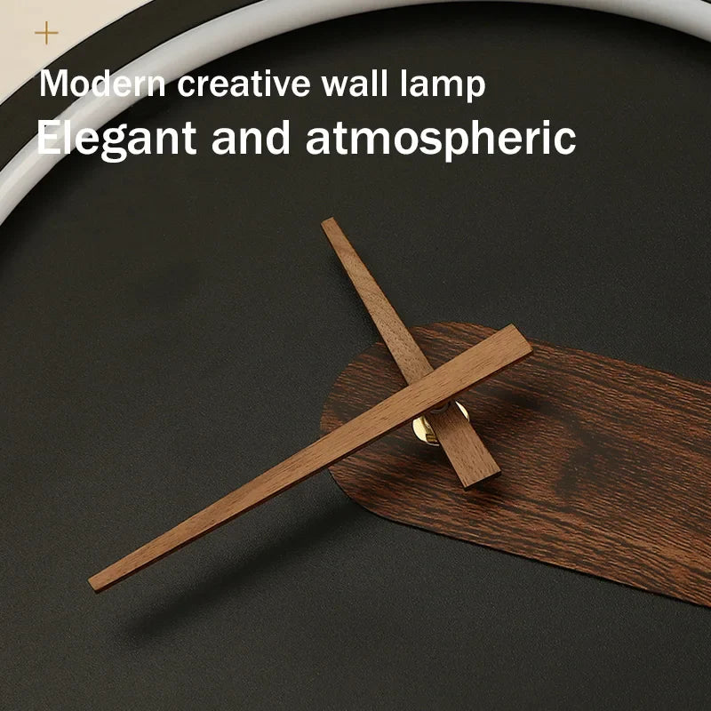 Afralia™ Modern LED Wall Lamp Clock Sconce for Living Room Bedroom Hotel Background Lighting